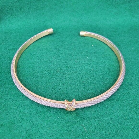 Vintage Two Tone Gold and Silver Choker Necklace - Picture 7 of 15